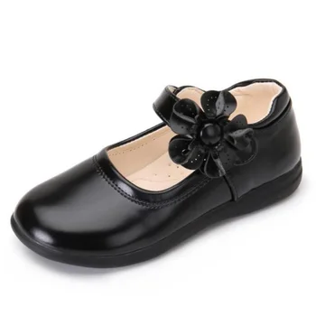 Copiii de Vara Arc-nod Student Negru Sandale Fete de Moda Pantofi de Piele pentru Copii Rochie de Mireasa Printesa Pantofi de Școală