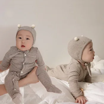 MILANCEL Îmbrăcăminte pentru Copii Set Toddler Body Set Și Opțiunea Pălărie cu Dungi Bodysuit și de Înaltă Talie Pantaloni de Costum Copil