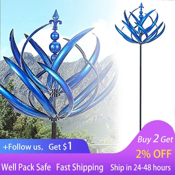 Grădină Moară de vânt Decorative Unice Metal Vânt Rotator Detașabil Albastru Durabil Reflectorizante cu Sol Plug Arta Ambarcațiunile de Decor Gradina