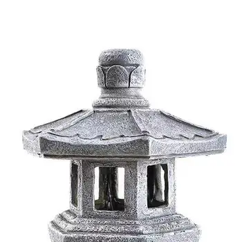 Piatra Pagoda Stupa Felinar Sculptura Rășină pentru Curte Ornament Gradina Gri Spire
