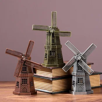 Vintage Moară de vânt olandeză Model de Ornament, Decor Acasă, Metal Artizanat, Desktop Artă, Cameră de Accesorii, Sculpturi și de Figurine