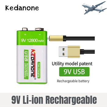 Noi 12800mAh de Tip C USB 9V baterie Li-ion Baterie Reîncărcabilă Micro Baterii Litiu Pentru Detector de Fum Chitara Electrica Multimetru