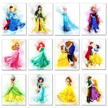 Disney 5D DIY Diamant Tablou goblen Set Printul si Printesa de Mână Cadouri de Casă de Copii de Perete Camera de zi de Decorare Arta de