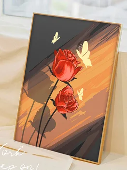 20656Ann-Lalea diy digitală, pictură în ulei ulei acrilice pictura flori pictura explozie mână plină de pictura peisaj