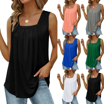Noi de Vânzare Fierbinte Europene și Americane Cutat fără Mâneci Gât Pătrat Rândunicii Tancului T-shirt pentru Femei