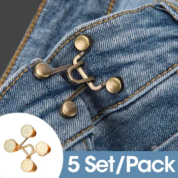 5 Set Reglabil Jean Butonul Ace Detașabile de Metal Pantaloni de fixare Fixare Butoane DIY Cusut-Gratuit Talie Masa Îmbrăcăminte Catarame