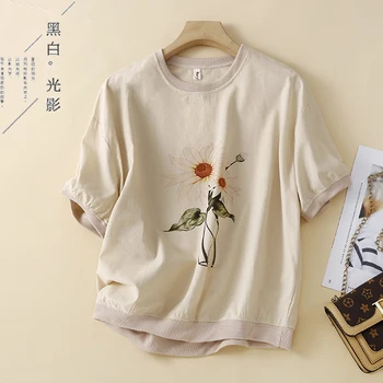 Femei Vintage Topuri de Vara Imprimare Vrac cu Maneci Scurte T-shirt Harajuku Tricou Casual Streetwear
