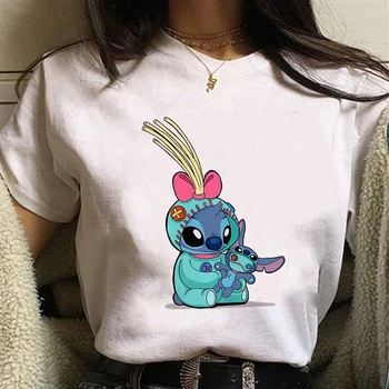 Drăguț Păpușă Amuzant și Lui Stitch Disney Haine de Moda Creative Noi Femei T-shirt Europa Harajuku Topuri de Vara Tricou Femeie