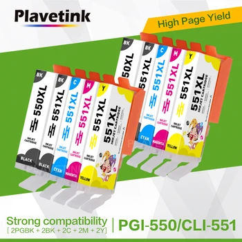 Plavetink 10buc PGI550 CLI551 Compatibil cu Cartușele de Cerneală Pentru Canon MG7150 MG6350 IP8750 Ip7250 imprimante PGI-550 CLI-551 550/551XL