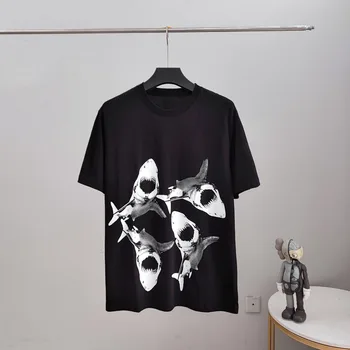 2023 Vara Hip Hop Rechin Grafic de Imprimare Maneca Lunga Bumbac Streetwear T-shirt