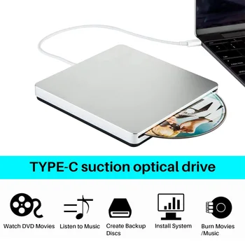Extern, DVD-Writer Drive Type-C Unității de Disc Optice Slim Slot-in CD/DVD +/- RW Arzător C USB Superdrive pentru Mac/Fereastra