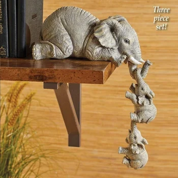 3pcs/set Drăguț Elefant Figurine Elefant care Deține pui de Elefant Rasina de Artizanat Mobilier Acasă Cadou