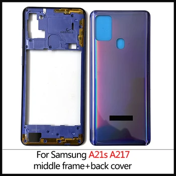 Plină de Locuințe A21s Caz Pentru Samsung Galaxy A21s A217 A217G SM-A217F Mijlocul Cadru Baterie Capac Spate Usa Spate + Adeziv Piese