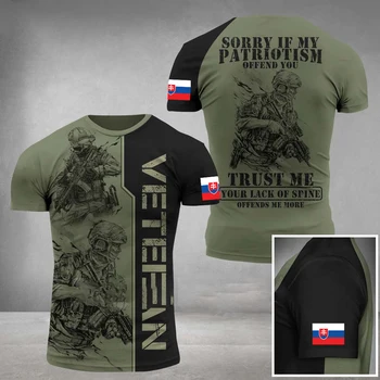 Slovacia Armată de Moda T-shirt Drapelul Național Tipărite Barbati Tricou Special Militar Model O-gât Pulover Sport în aer liber Topuri