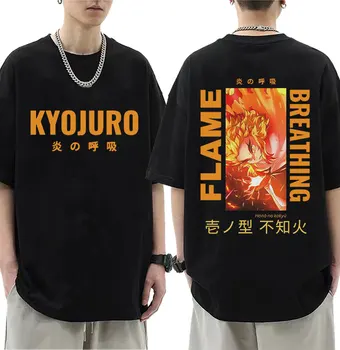 Rengoku Kyoujurou Flacără Respirație Tee Shirt Anime Japonez Demon Slayer T-shirt Kimetsu Nu Yaiba Bărbați Femei 100% Bumbac T-Shirt