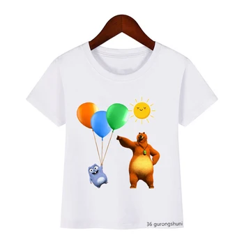 Soare Urs Grizzly imprimeu Amuzant Baieti tricou Fete Tricou de Vară Drăguț Desene animate Lemming Copii Tricou Topuri en-Gros