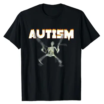 Autism Schelet Meme T-Shirt Umor Amuzant Craniu De Imprimare Costum De Halloween Cadouri Conștientizării Autismului Neurodivergent Graphic Tee Y2k Sus