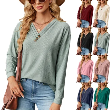 Casual Culoare solidă Pierde T-shirt Pentru Femei 2023 Toamna Vintage Femei Supradimensionat Tricou Maneca Lunga Femei Tee Streetwear Topuri