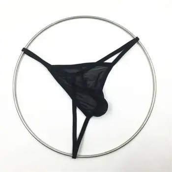Bărbați Sexy Tanga Transparent Plasă de Lenjerie de corp T Pantaloni Elastic Scăzut Talie Perspectivă Lenjerie Bikini Tanga Lenjerie Izmenele