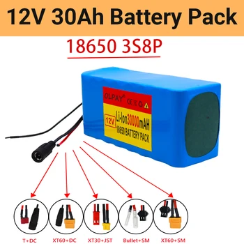 Nouveau pachet de baterii Litiu-ion 3S8P 12V 30Ah DC 30000mAh 12.6 V 30ah