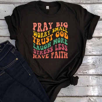 Rugați-Vă Încrederea În Dumnezeu, Haine Credință Tricou Motivaționale T-Shirt, Religioase, Estetice, Haine Credință Pozitivă Tricou Tricou Vintage