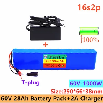 Velo électrique Avec BMS 18650 Watt Et Chargeur Inclus, Baterii Li-ion 60V 16S2P 28ah 67.2 28000 V 1000 MAh