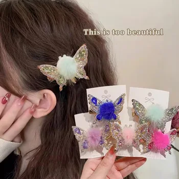 Noi Fetele Drăguț Fluture Trei-dimensional Accesorii de Par, Ace de Păr Ornamente de Păr Bijuterii de Păr Agrafe de par cu Blană Minge Agrafe de par
