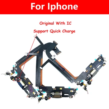100% Original, Incarcator USB Port de Încărcare Conector Dock Microfon Bord Cablu Flex Pentru IPhone 13 Pro / Pentru IPhone 13 Pro Max
