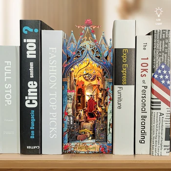 Noi DIY Carte Nook Twilight Castelul Model Copertă din Lemn Raft Carte a Introduce Bibliotecă Kit Asamblat Jucarii pentru Copii, Cadouri Casa