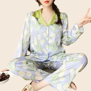 Raionul Pijama Seturi Pentru Femei Floare De Lalea Nighty T-Shirt Homewear Confortabil De Dimensiuni Mari Pijamas De Lux, Haine De Designer Pentru Femei Pijamale