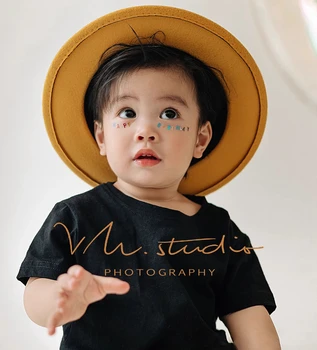 Copil Pălărie T-shirt Set pentru Fotografie elemente de Recuzită pentru Copii din Bumbac Foto Costum Simplu Copilul Băiat Haine sedinta Foto Accesorii