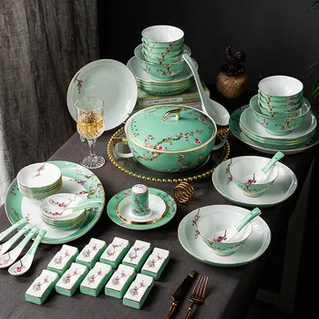Tacamuri din ceramică Jingdezhen email de culoare feluri de mâncare set boluri de uz casnic cadouri hotel set porțelan veselă din porțelan castron