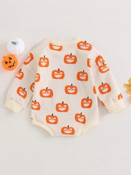 Adorabil Dovleac de Halloween Vladan si Tricou pentru Copii Fete si Baieti - Maneca Lunga Crewneck Bodysuit Topuri si