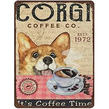 Metal Semn Câine Corgi Poster Câine Corgi Cafea Staniu Semn de Cafea Decoratiuni pentru Bucatarie Semne pentru Acasă Bucatarie Cafe-Bar Om Pestera