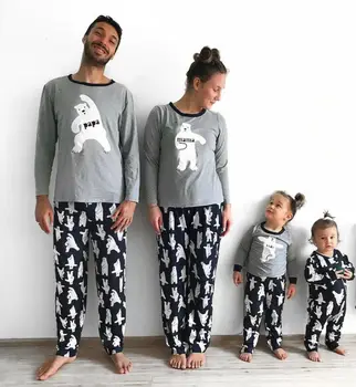 Crăciun De Familie Casual Potrivire Set De Pijama Femei Barbati Copii Ursul De Imprimare Pijamale Pijamale Trening Toamna Iarna Haine