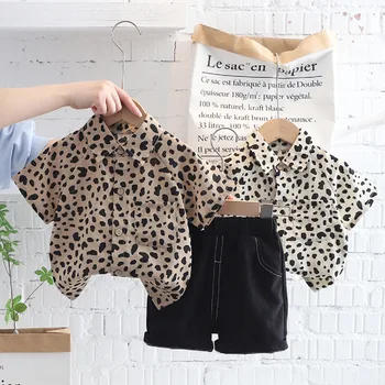 De vară pentru copii haine casual moda leopard spot copii T-shirt bumbac clasa pantaloni scurți & topuri 2 BUC